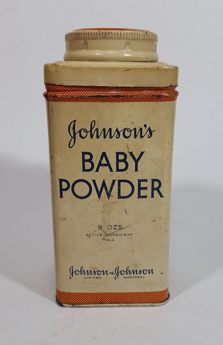 Vintage Johnson's Baby Powder Active Ingredient Talc 9 Ozs. Tin Contai ...