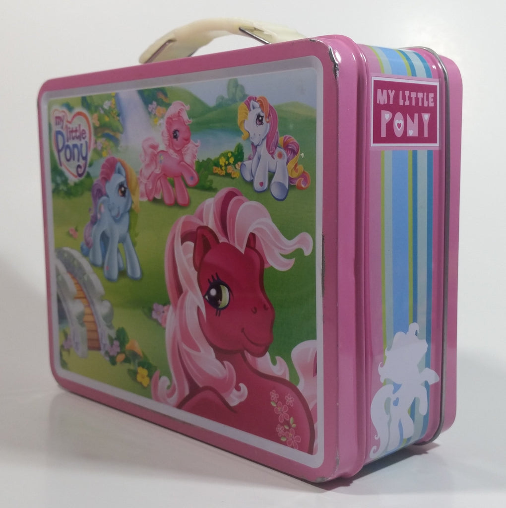 2007 TIN BOX Hasbro My Little Pony Cartoon Characters Pink Metal Tin L ...