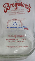 Collectible 1991 Broguiere's Chocolate Milk 1/2 Gallon Glass Bottle w/ Chocolate Milk Paper Cap