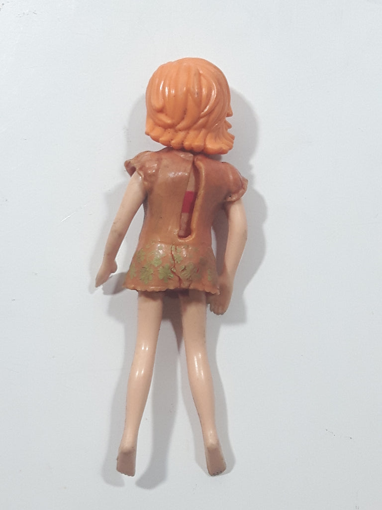 Polly Pocket Red Hair Woman in Brown Dress 3 1/2