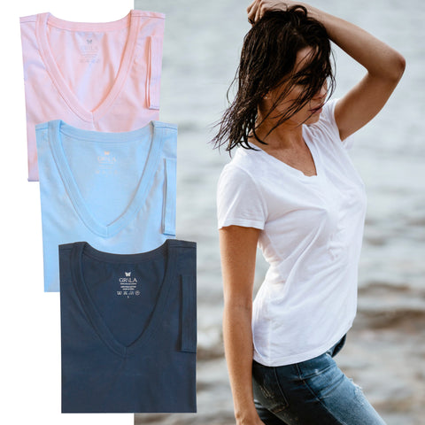 Georg Roth Pima Cotton V-Neck Tee. V-Neck from Georg Roth is made from the finest, softest, most buttery Peruvian pima cotton. NO shrinkage, NO twisted seams, NO harmful chemicals! The perfect Tee - short sleeve with a perfect v-neckline. The tee that is SURE to be your new favorite!