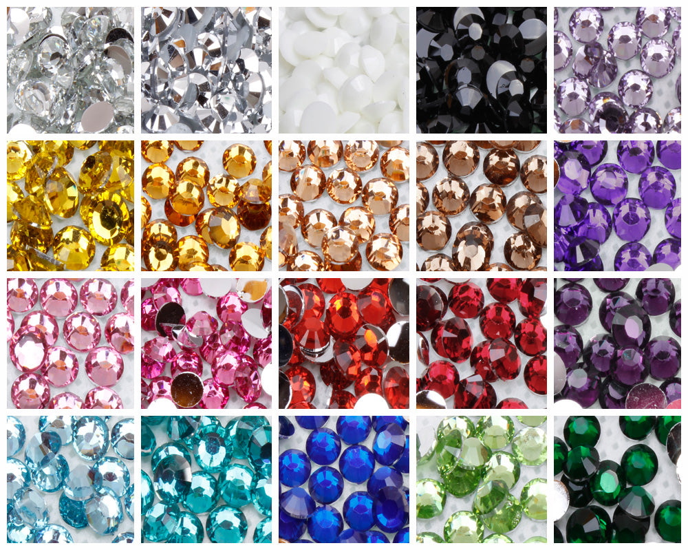 Glitz Flat Back AB Iridescent Rhinestone Face Gems in 2-6mm or