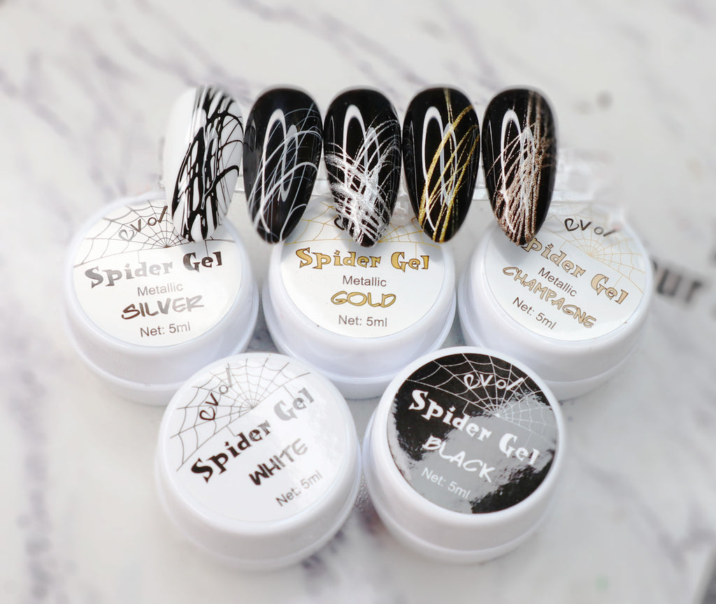 5ml White Black Silver Gold Spider Gel UV LED Nail Art Design Painting ...