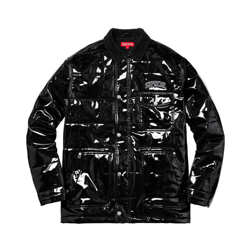 supreme quilted patent vinyl work jacket