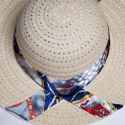 GROOVY GLAM Handmade Wide Brim Straw Hat with Sunflowers Detail