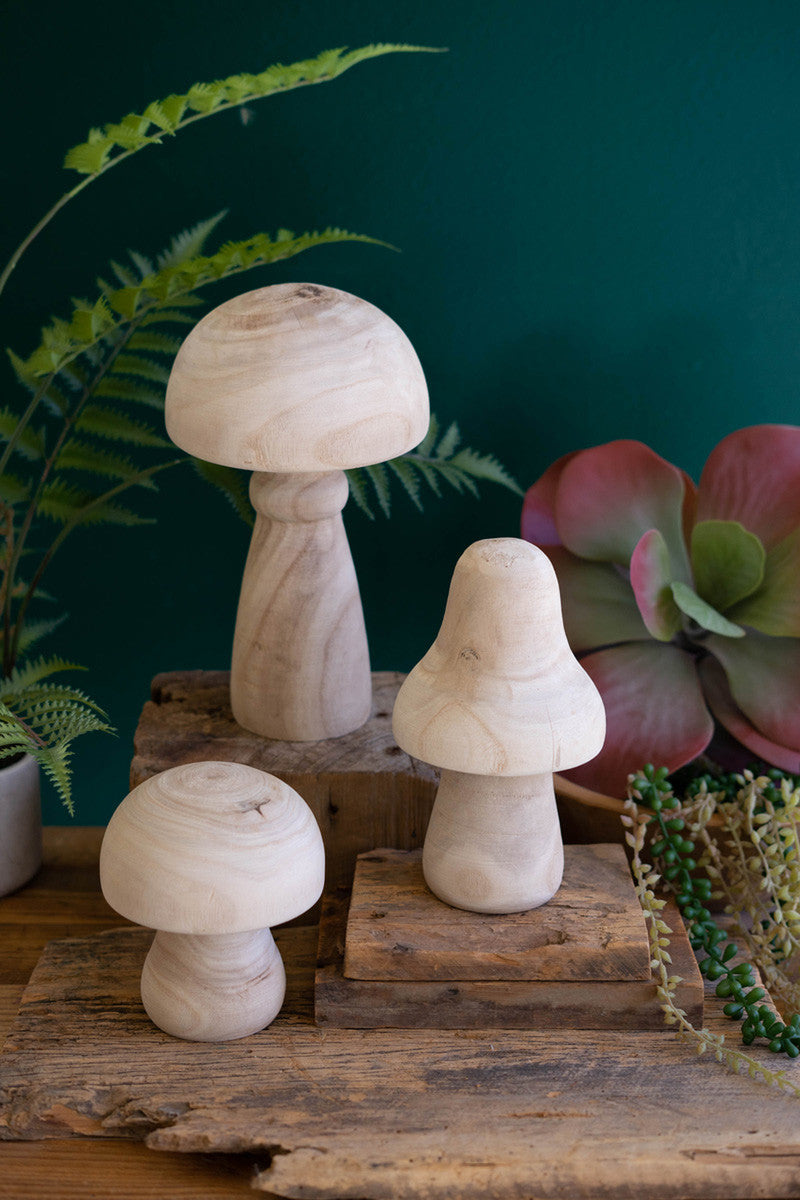 Set Of 3 Painted Wooden Mushrooms – Hudson & Vine