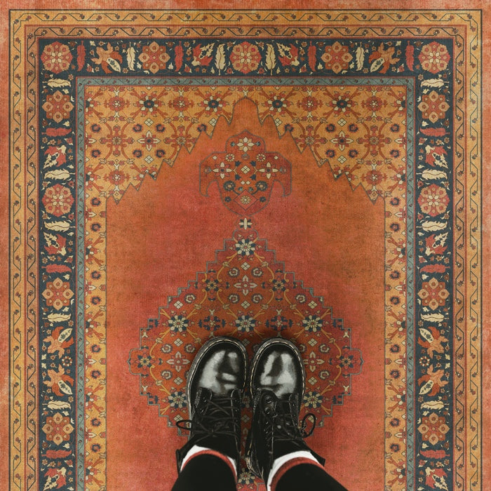 Spicher and Company Vintage Vinyl Floor Cloths Tabriz Bohemian Area Rugs