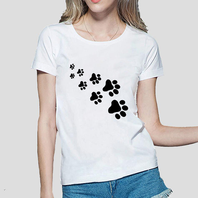 Cute Kawaii Cat Paws Print Design T Shirt For Women Cute Wayz