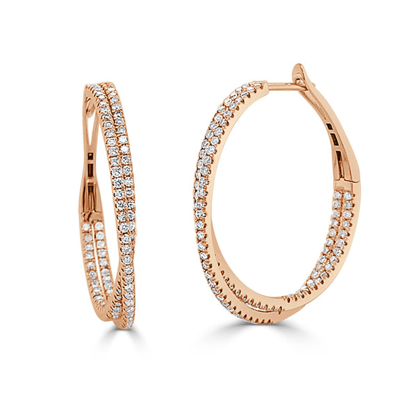 14k Gold & Diamond Criss-Cross Hoop Earrings