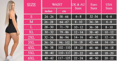 Nova Swimwear Size Chart