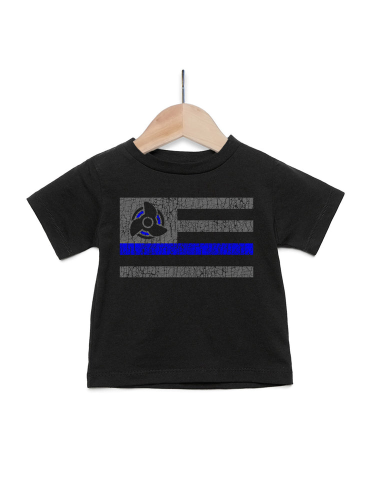 Blue Line Boat Baby T-Shirt | Support Law Enforcement - Nice Aft