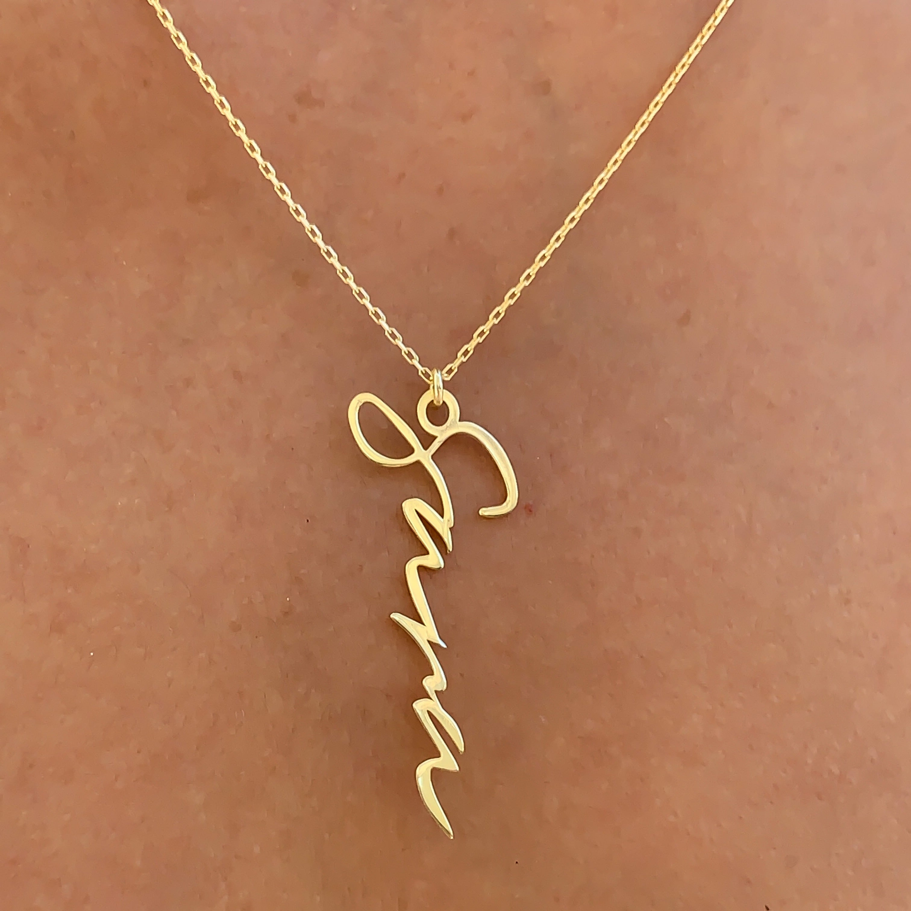 Personalized Cursive Name Necklace Silver Gold Plated Gemma Azzurro