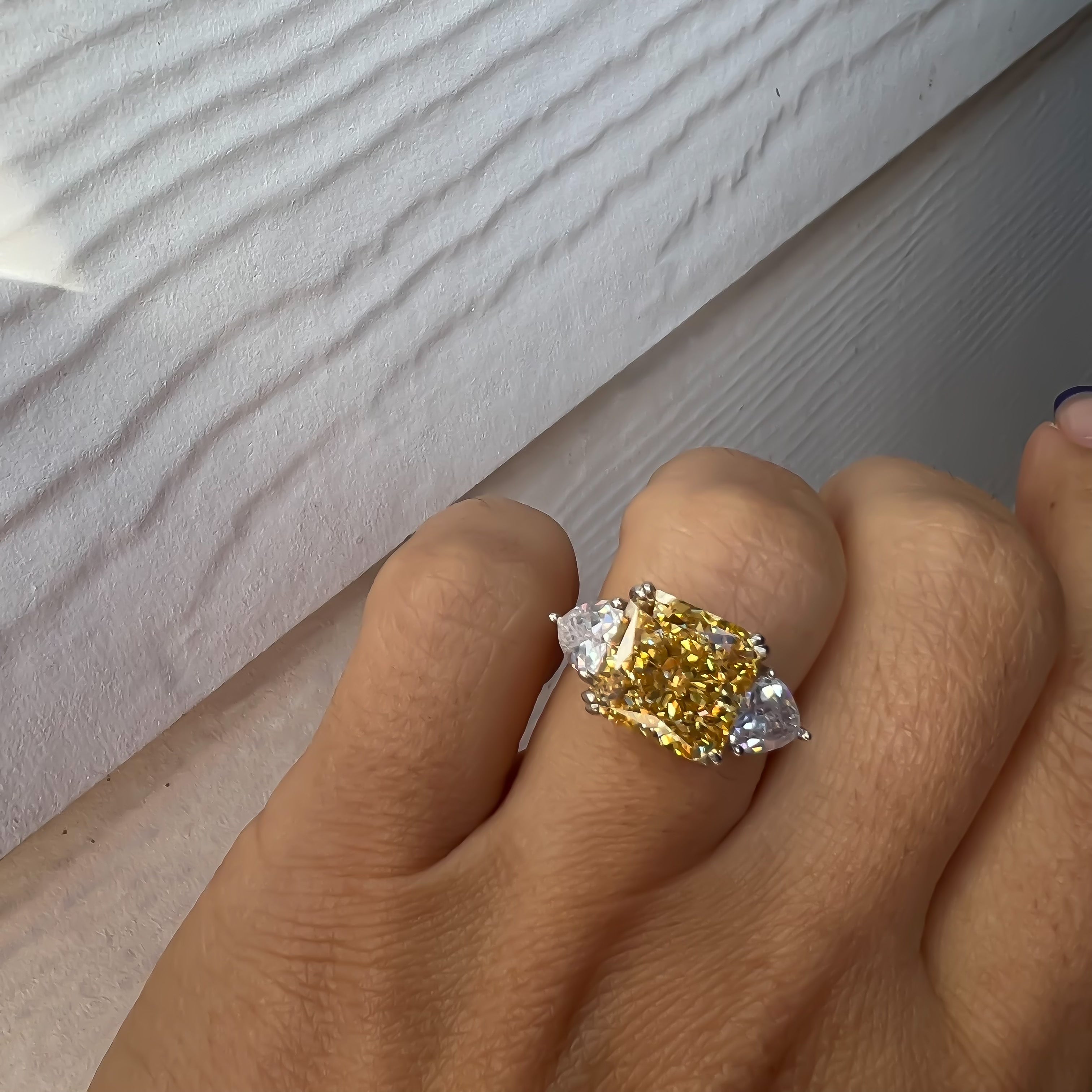 Snor struik van Sterling silver simulated yellow diamond asscher cut ring – Gemma Azzurro