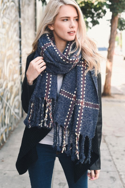 Ivory Chunky Plaid Blanket Scarf – Posche By Kim D