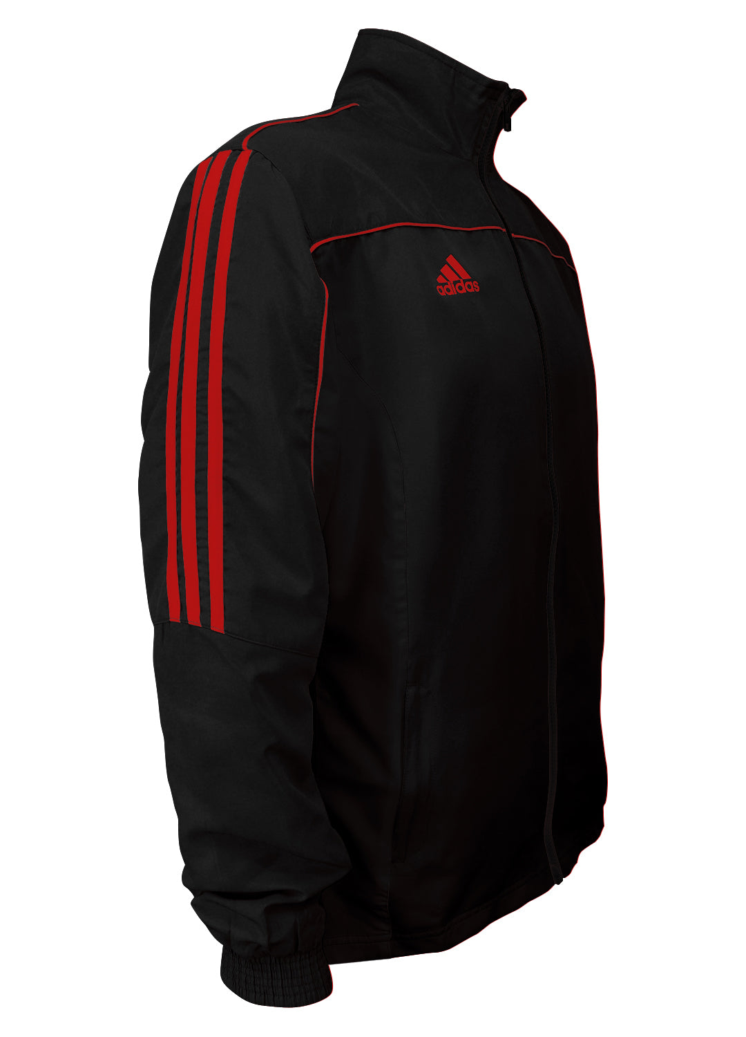 red adidas jacket with black stripes