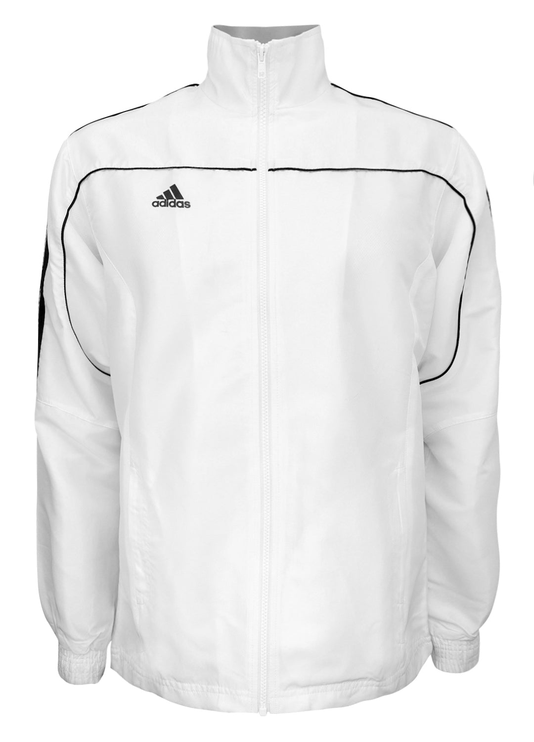 adidas white jacket with black stripes