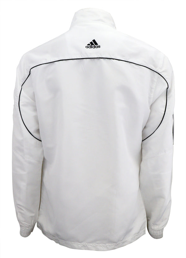 white adidas jacket with black stripes