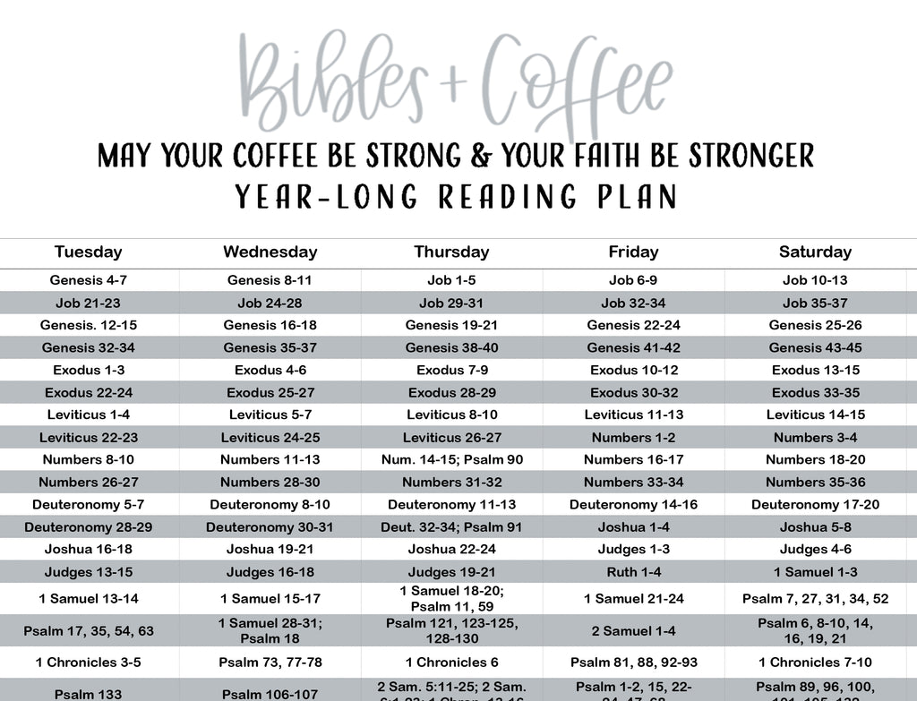 Chronological Bible Reading Plan Chart