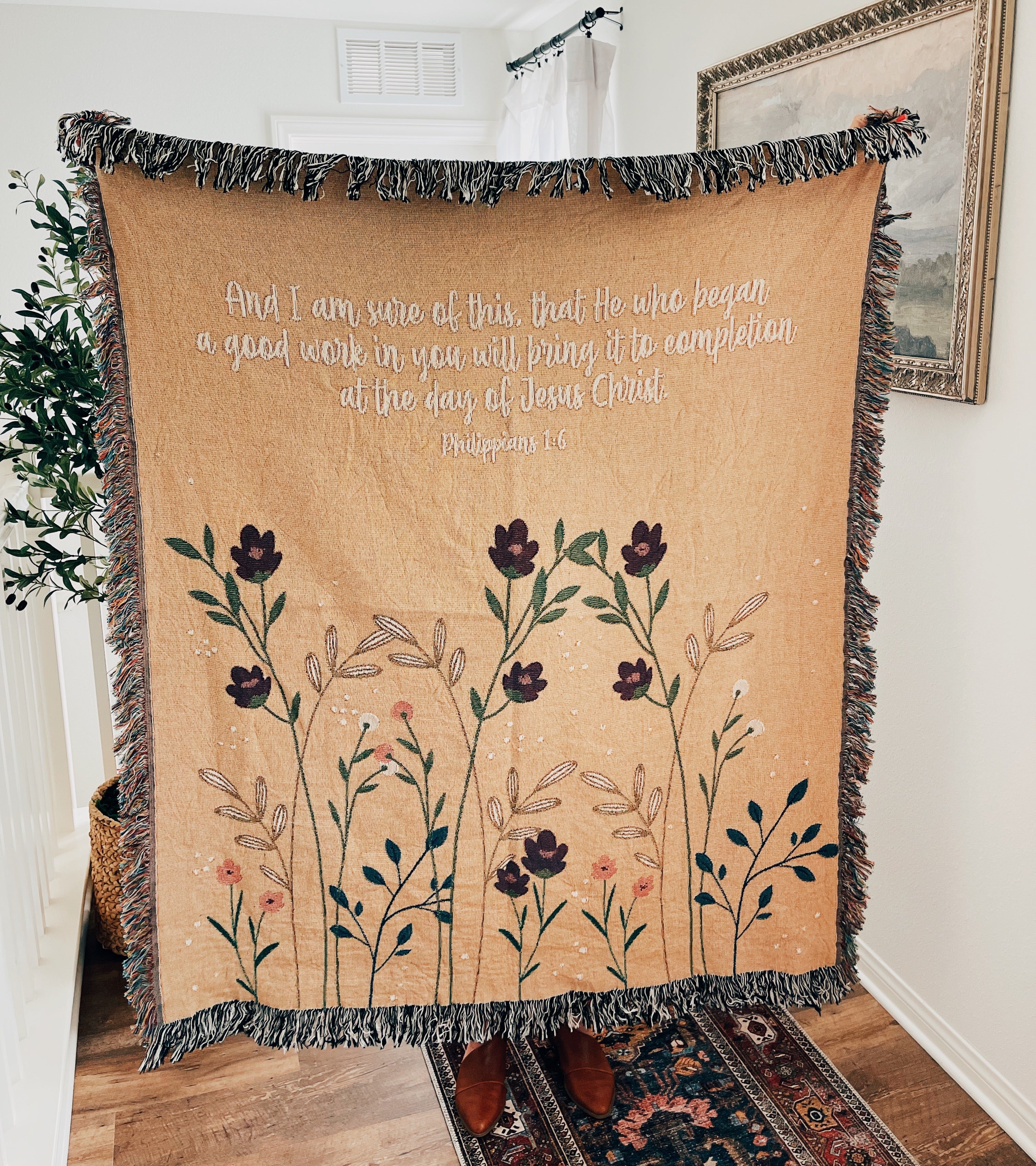 Philippians 1:6 Woven Blanket