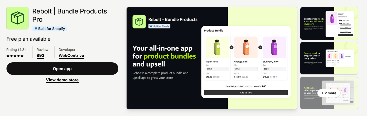 Rebolt Bundle Products a Shopify App