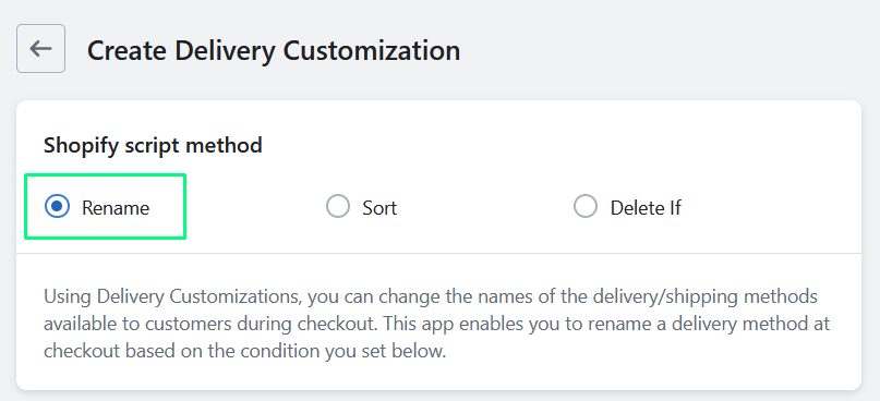 Create Delivery customization on Shopify checkout page