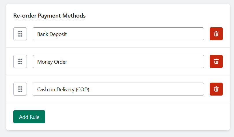 Addup reorder payment methods on shopify checkout