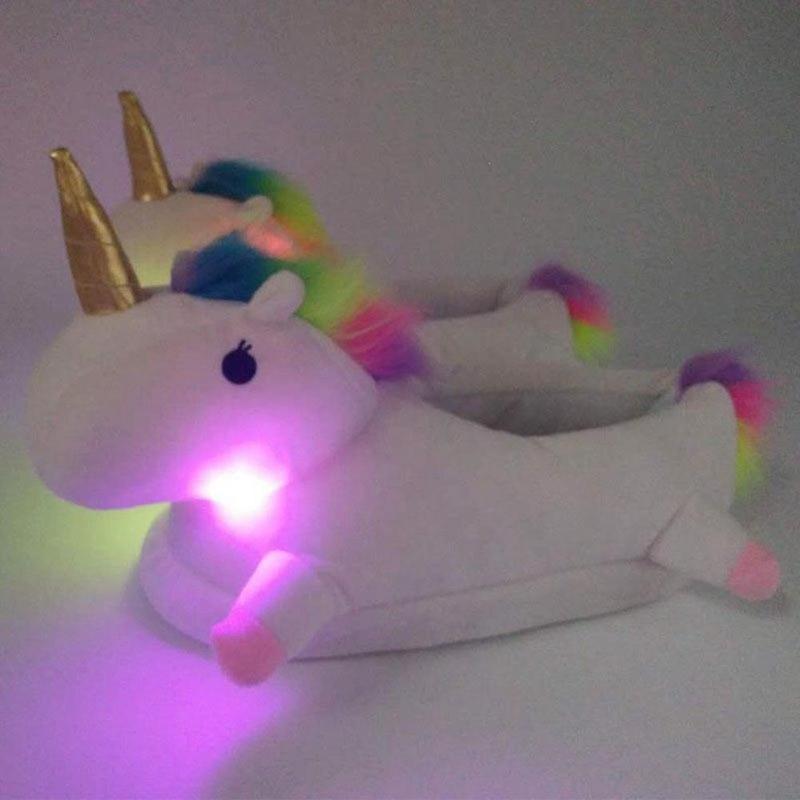 Glowing Unicorn Plush Slippers 
