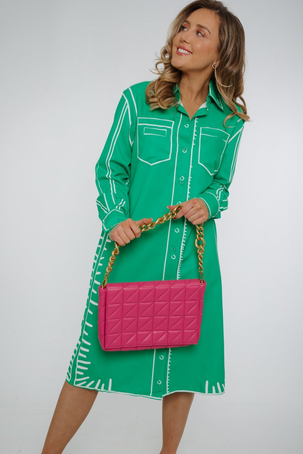 Casey Shirt Dress In Green – The Walk in Wardrobe