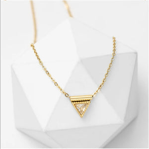 Celestial Triad: Triangle Pendant with Zircon Necklace - Love & Moon Boutique