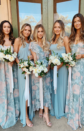 white boho bridesmaid dresses