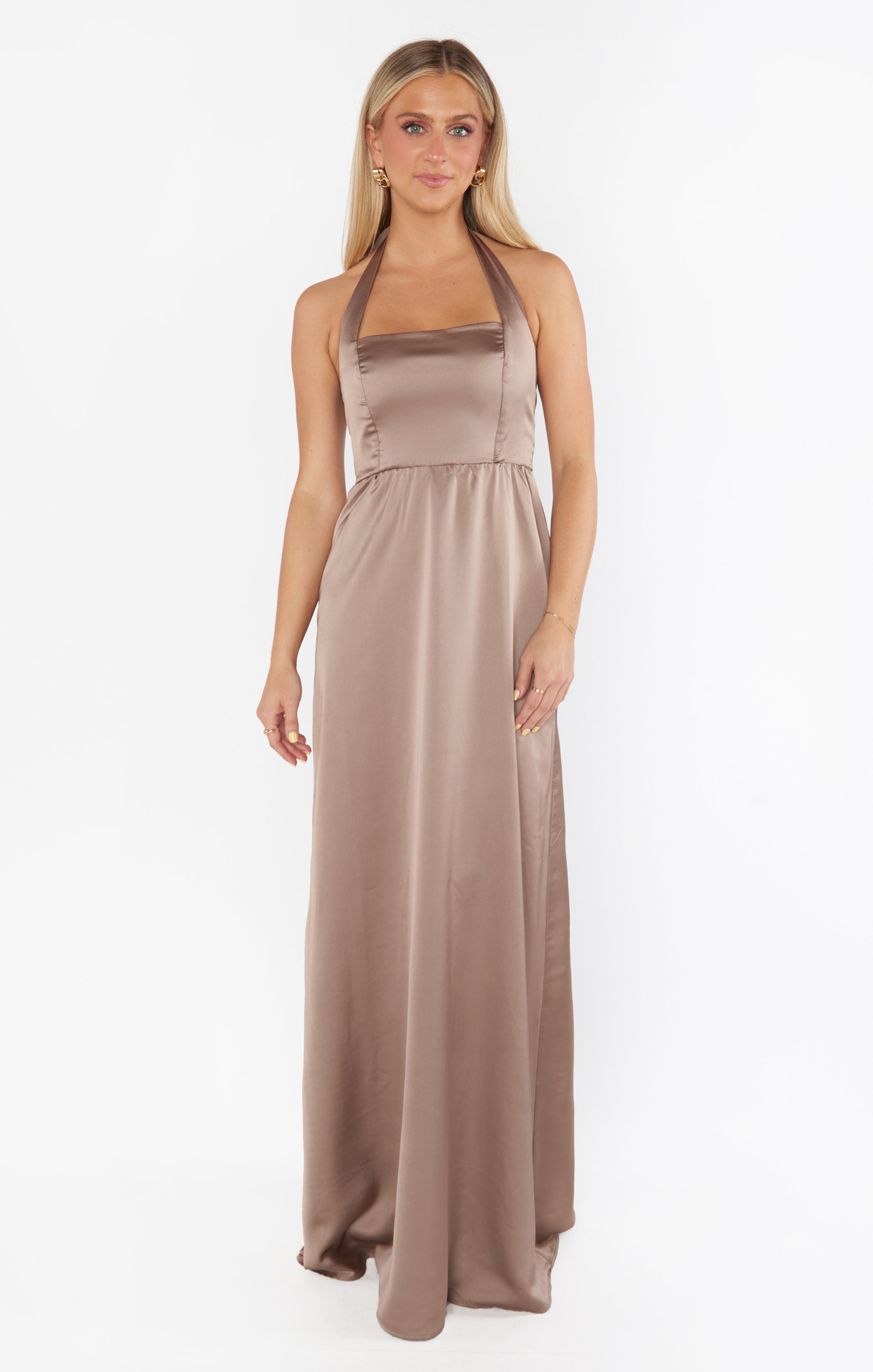 Hazel Halter Maxi Dress ~ Dune Luxe Satin