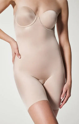 Spanx Suit Your Fancy Plunge Low-Back Thong Multiway Bodysuit sz M nude  10206R