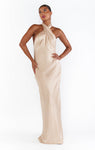 Satin Halter High-Neck Wrap Open-Back Party Dress/Wedding Dress by Show Me Your Mumu