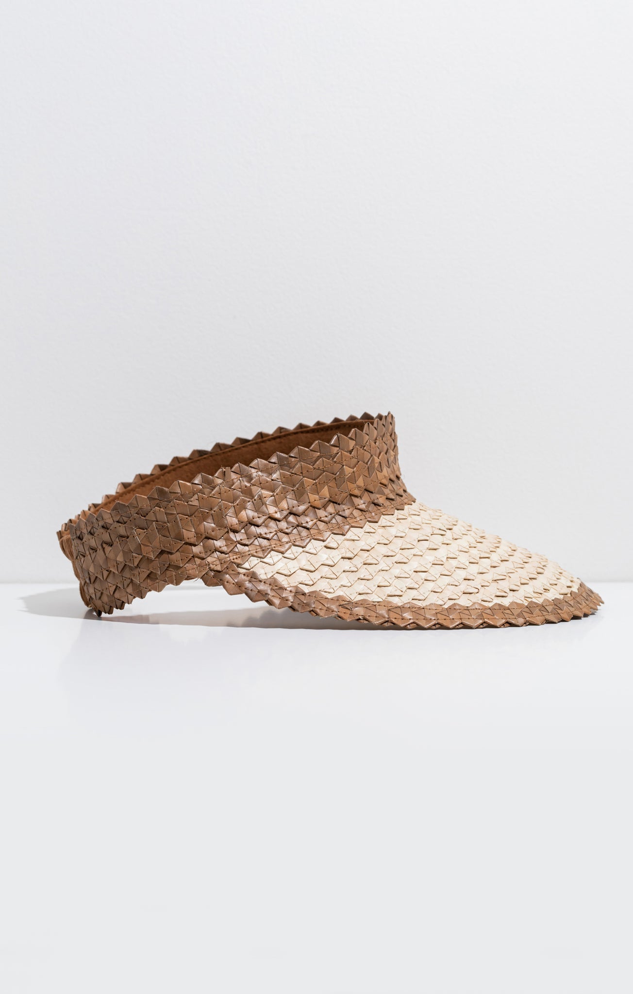 Lusana Banded Baha Visor ~ Brown and Off White