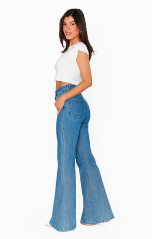 Tall High Waist Ripped Stretch Flare Jeans | boohoo
