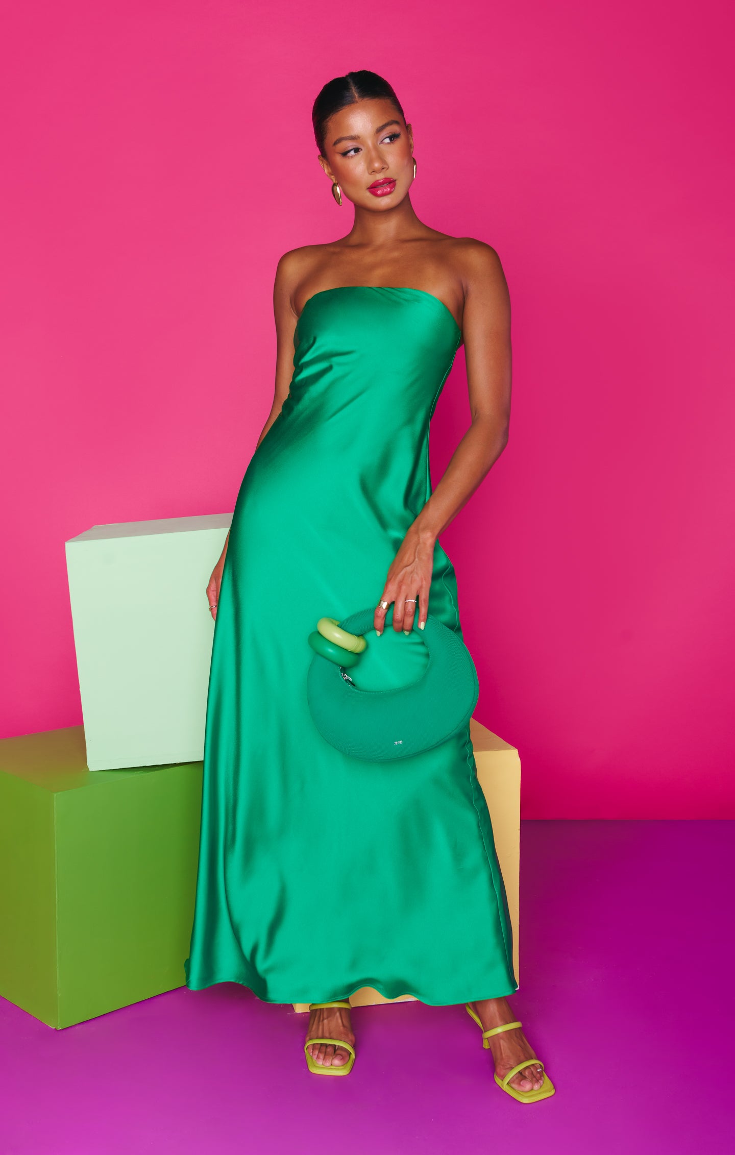 Taylor Tube Dress ~ Clover Green Luxe Satin – Show Me Your Mumu