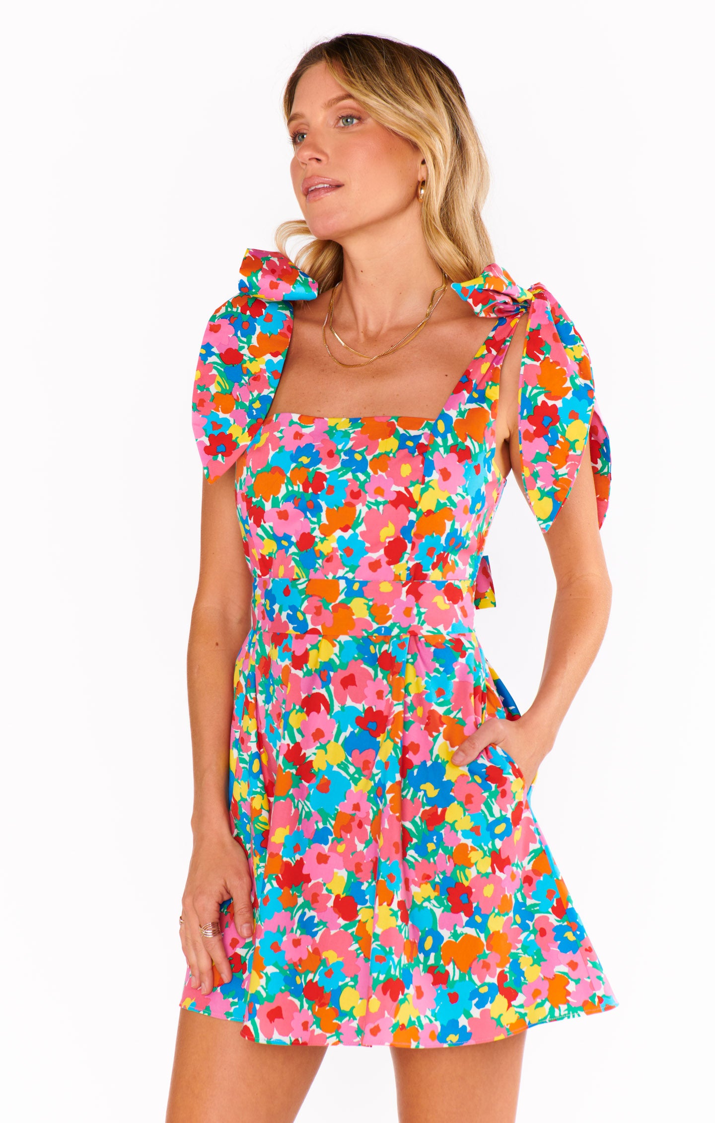 Claire Mini Dress ~ Bright Begonias