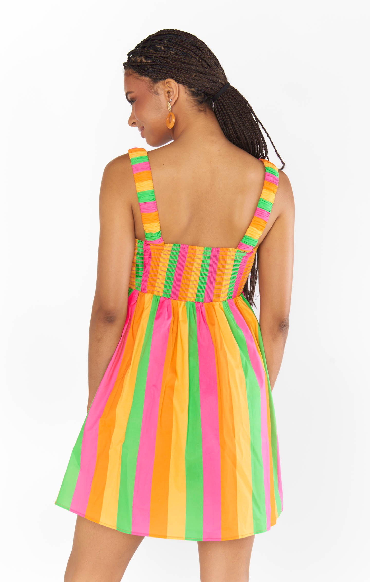 Fling Mini Dress ~ Neon Stripe Poplin