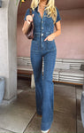 Collared Denim Jumpsuit