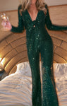 Martina Wrap Jumpsuit ~ Emerald Sequins