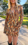 Tiger Print Short Knit Collared Dress by Show Me Your Mumu
