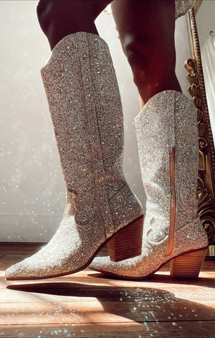 White Sparkly Cowboy Boots