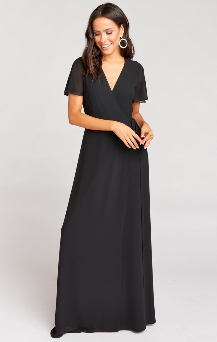 Black Chiffon Wrap Dress Online Sales ...