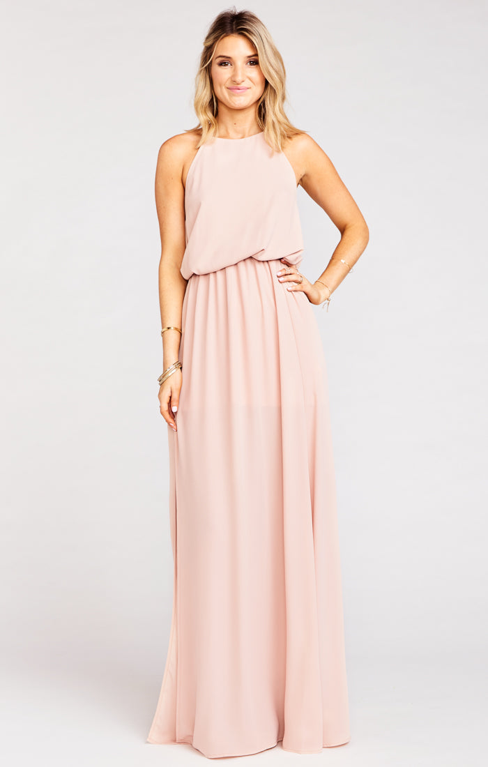 Heather Halter Dress ~ Dusty Blush Crisp