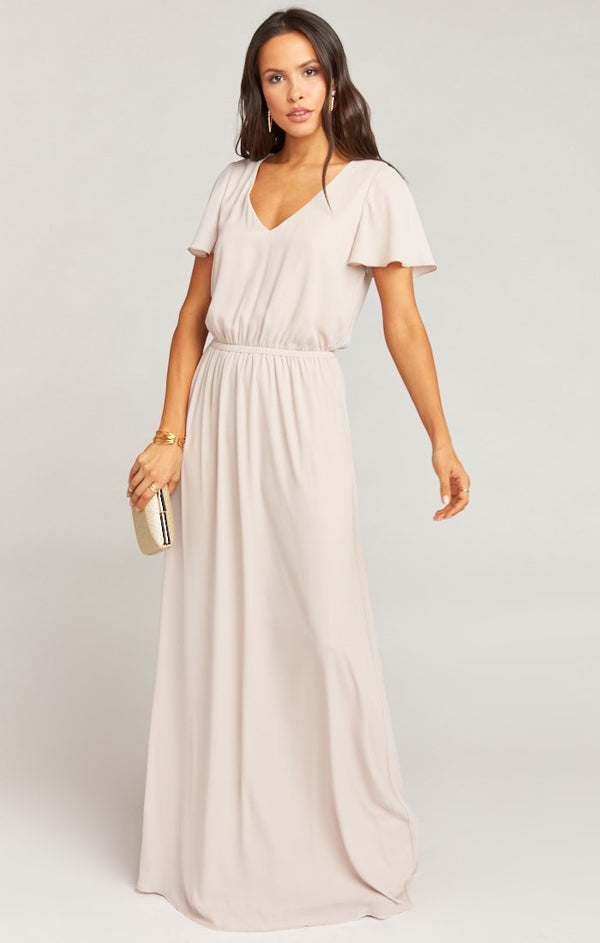 Michelle Flutter Maxi Dress ~ Dusty Blush Crisp – Show Me Your Mumu