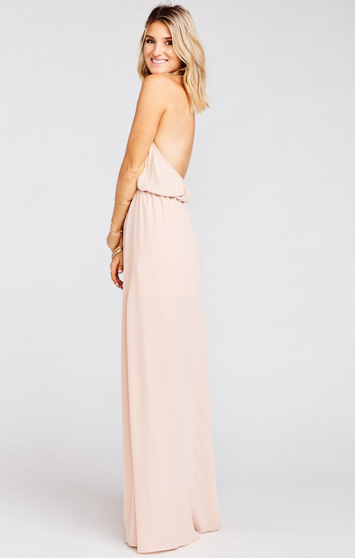 Heather Halter Dress ~ Dusty Blush Crisp