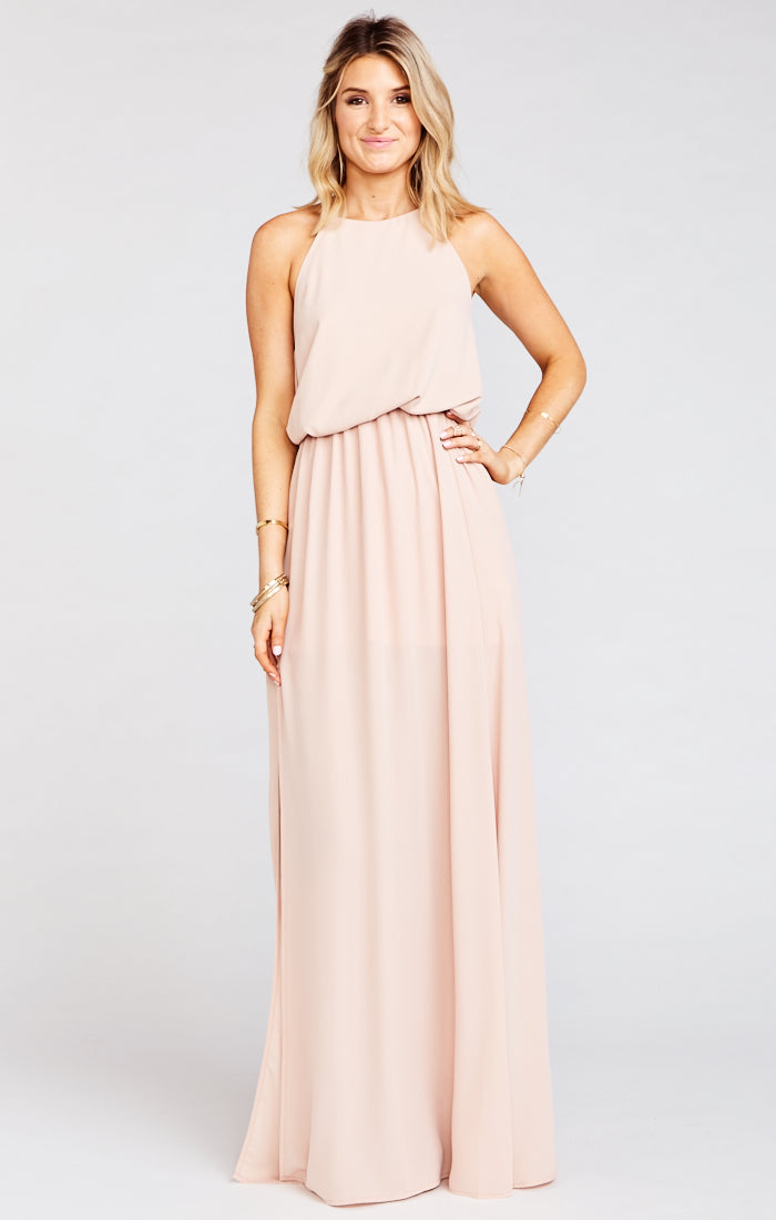 Heather Halter Dress ~ Dusty Blush Crisp