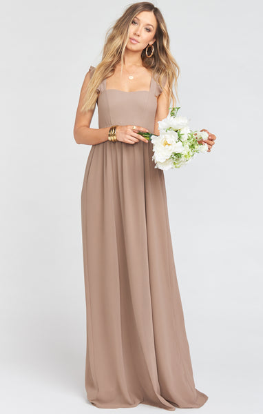 Chiffon Empire Waistline Smocked Full-Skirt Bridesmaid Dress/Maxi Dress With Ruffles