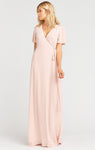 Slit Wrap Flutter Sleeves Maxi Dress