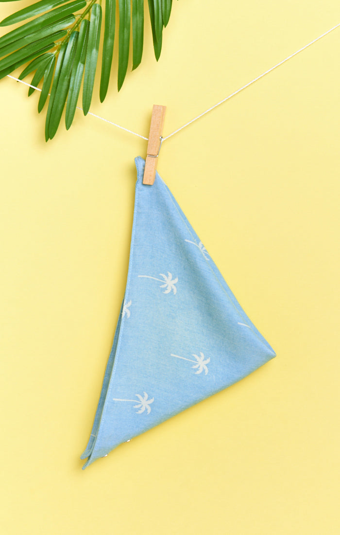 Louie Baby Bandana ~ Palm Tree Chambray